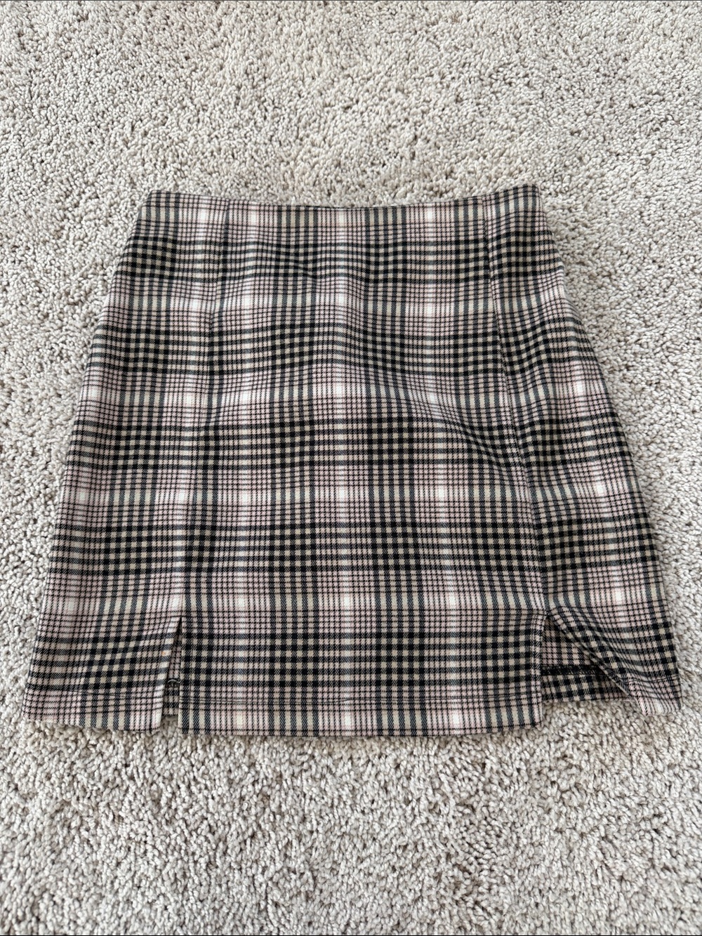 Plaid Mini Skirt in Black and Cream